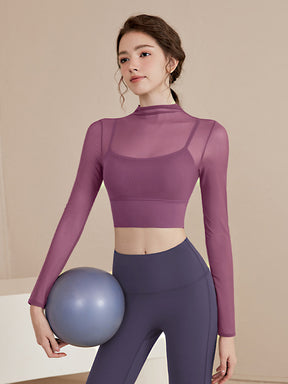 オーガンジー レイヤード パッド付き ロングスリーブ