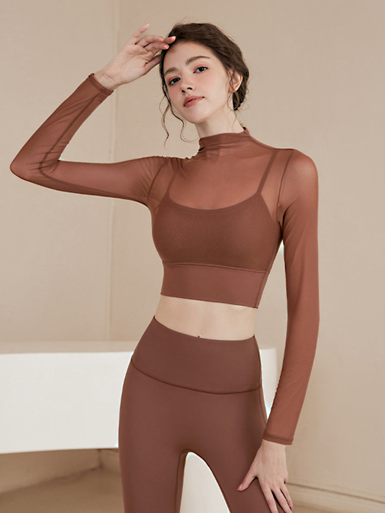 オーガンジー レイヤード パッド付き ロングスリーブ