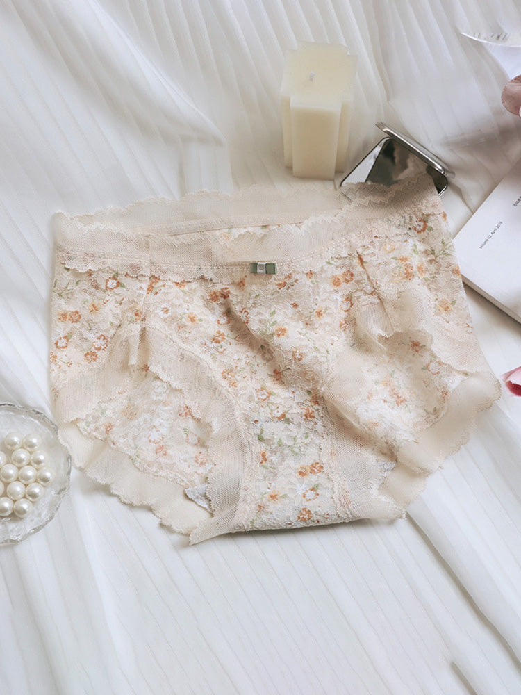 LIKEWILLOW 花柄 総レースショーツ　はきこみ丈ふつう