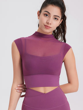 メッシュ 通気性 フェイクレイヤード パッド付き ブラトップ