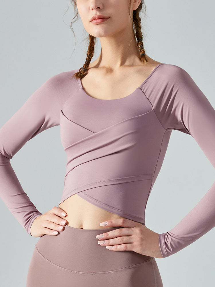 フロント交差長袖 パッド付き