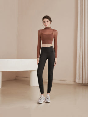 オーガンジー レイヤード パッド付き ロングスリーブ