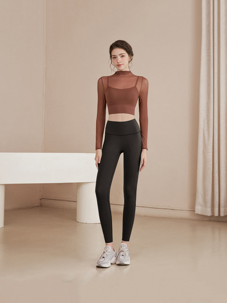 オーガンジー レイヤード パッド付き ロングスリーブ