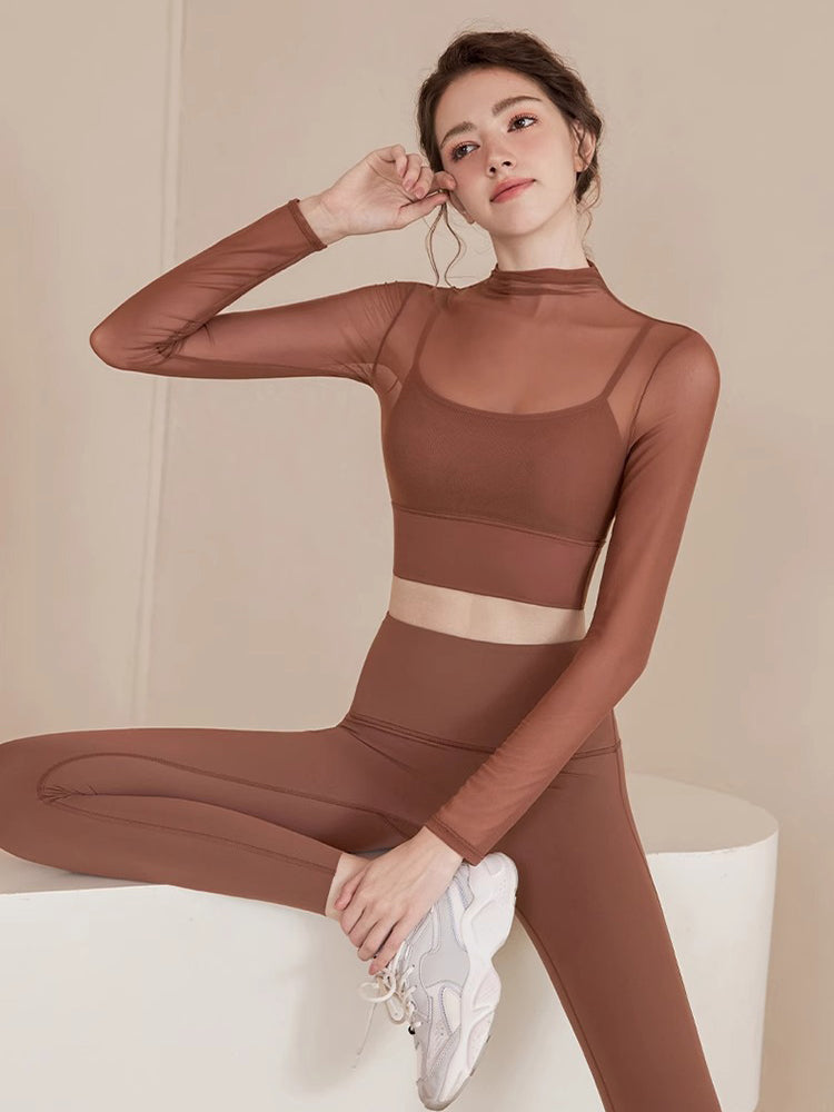 オーガンジー レイヤード パッド付き ロングスリーブ