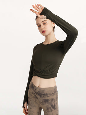 裾ねじり長袖シャツ