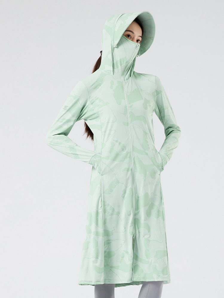 ツバ取り外し可能 UVカット 冷感ロングカーディガン 日焼け止め服