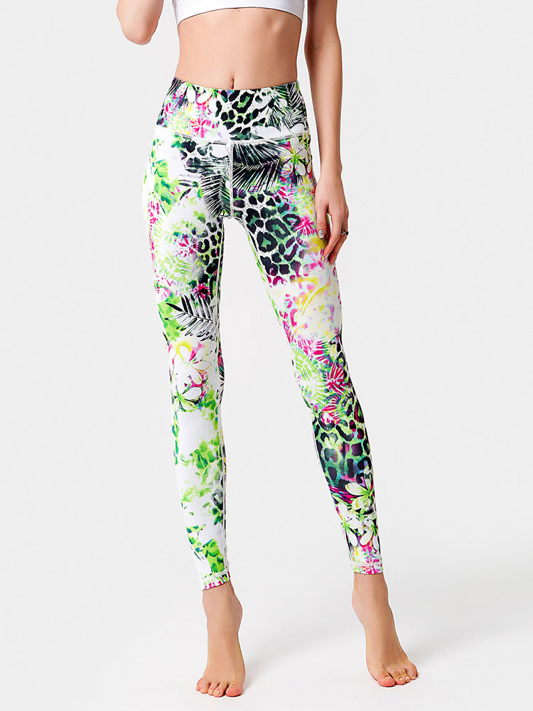 プリント柄 レギンス ヨガレギンス 花柄 スポーツタイツ5