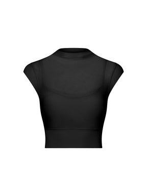 メッシュ 通気性 フェイクレイヤード パッド付き ブラトップ