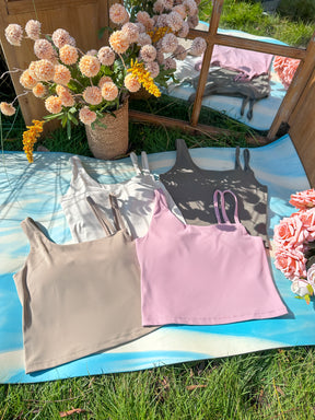 アシンメトリー タンクトップ パット付き