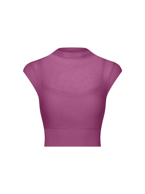 メッシュ 通気性 フェイクレイヤード パッド付き ブラトップ