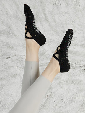 ヨガ ソックス 五本指 クロスデザイン 滑り止め付き