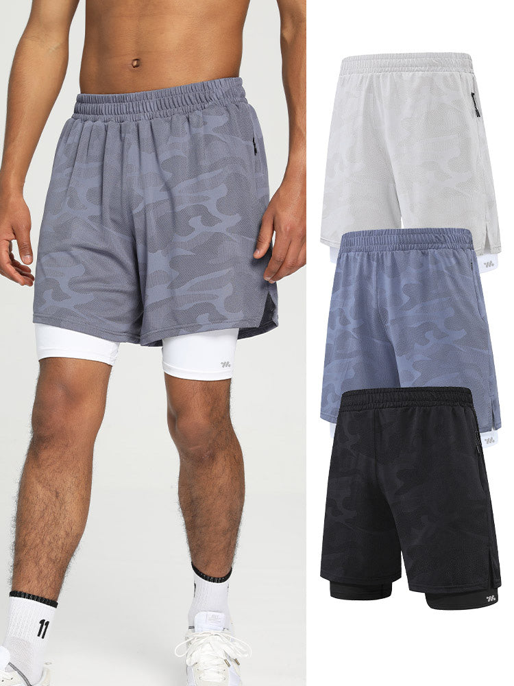 メンズ 2-IN-1 ショーツ カモ柄