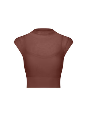 メッシュ 通気性 フェイクレイヤード パッド付き ブラトップ