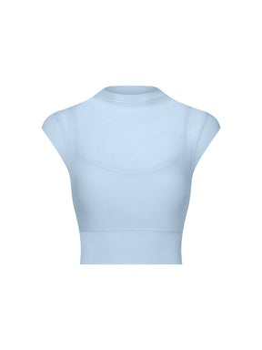 メッシュ 通気性 フェイクレイヤード パッド付き ブラトップ