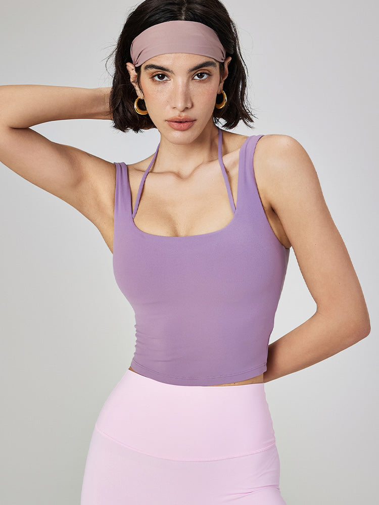 パット付き ダブルストラップ タンクトップ