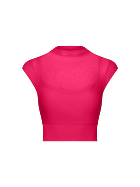 メッシュ 通気性 フェイクレイヤード パッド付き ブラトップ