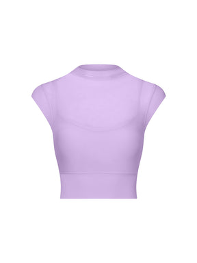 メッシュ 通気性 フェイクレイヤード パッド付き ブラトップ