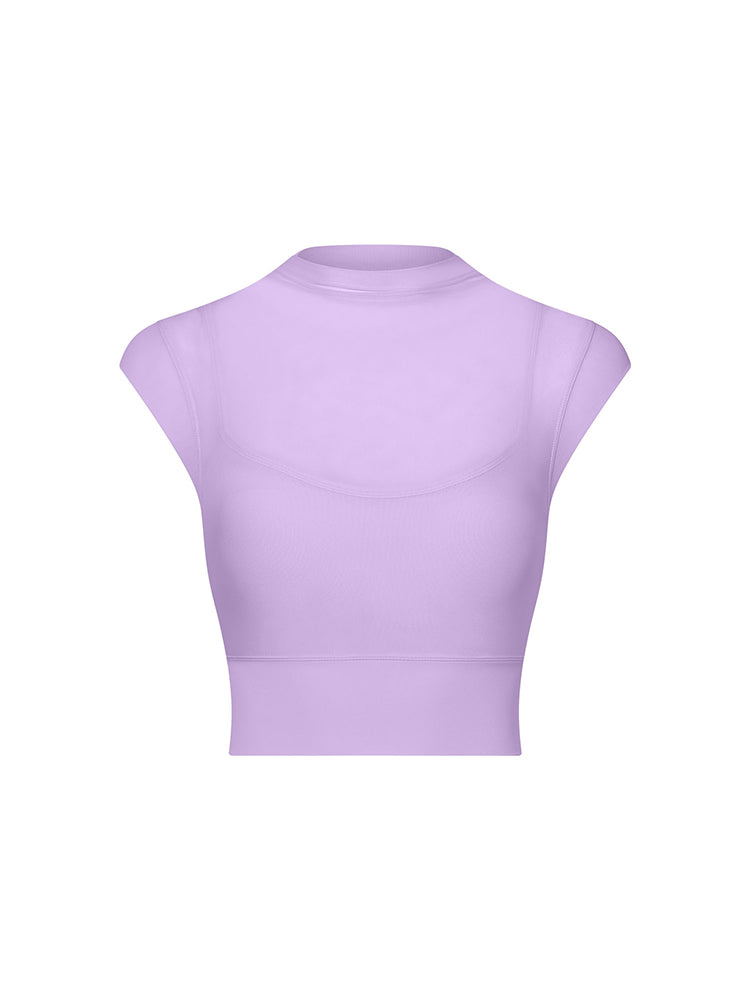 メッシュ 通気性 フェイクレイヤード パッド付き ブラトップ