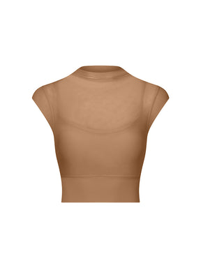 メッシュ 通気性 フェイクレイヤード パッド付き ブラトップ