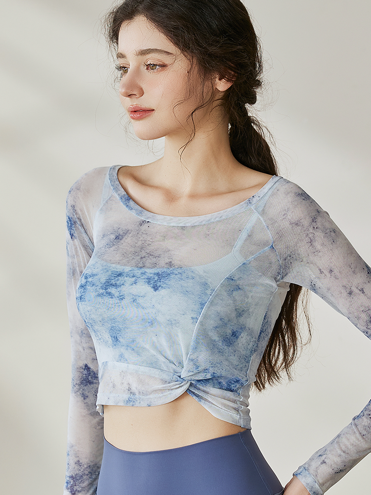 タイダイ柄 オーガンジー 長袖＋スポーツブラ 2枚セット