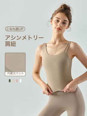 アシンメトリー タンクトップ パット付き