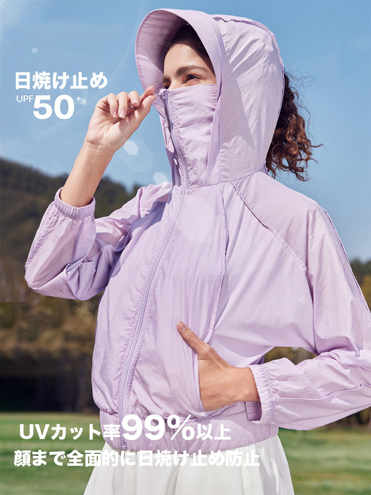 サンバイザー付き日焼け止め 冷感 パーカー