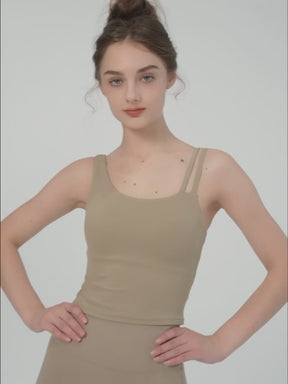 アシンメトリー タンクトップ パット付き