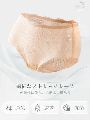 LIKEWILLOW レース花柄 蒸れにくい 無縫製ショーツ